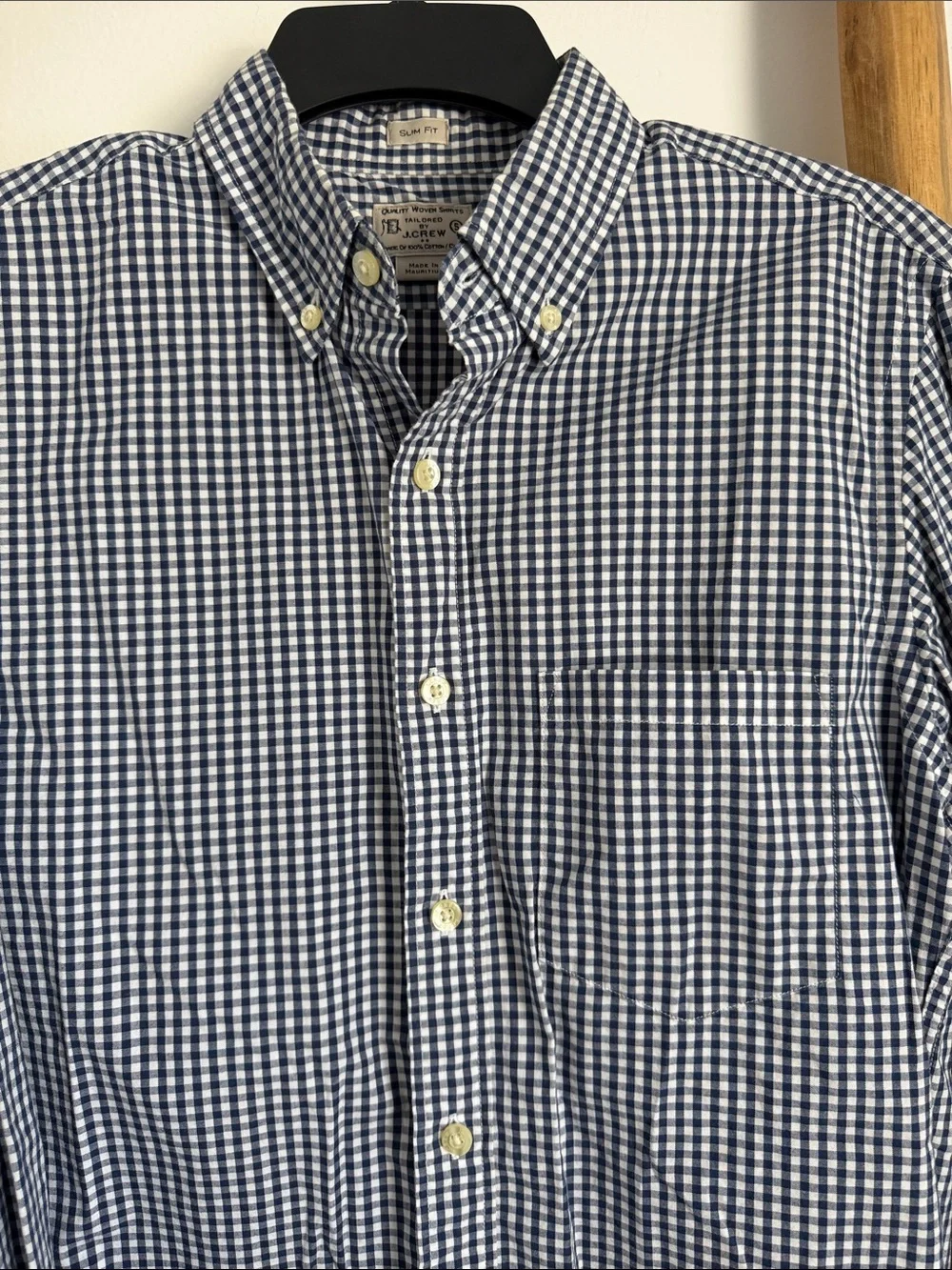 J. Crew Navy and White Gingham Button-Down Shirt